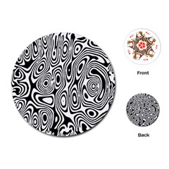 Psychedelic Zebra Black White Playing Cards (round)  by Mariart