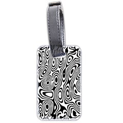 Psychedelic Zebra Black White Luggage Tags (two Sides) by Mariart