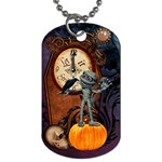 Funny Mummy With Skulls, Crow And Pumpkin Dog Tag (One Side)