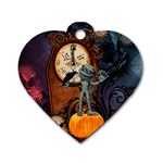 Funny Mummy With Skulls, Crow And Pumpkin Dog Tag Heart (Two Sides)