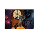 Funny Mummy With Skulls, Crow And Pumpkin Cosmetic Bag (Large) 