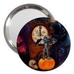 Funny Mummy With Skulls, Crow And Pumpkin 3  Handbag Mirrors