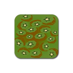 Relativity Pattern Moon Star Polka Dots Green Space Rubber Square Coaster (4 Pack) 