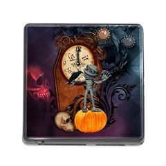 Funny Mummy With Skulls, Crow And Pumpkin Memory Card Reader (square) by FantasyWorld7