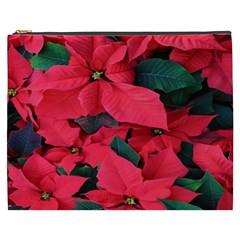 Red Poinsettia Flower Cosmetic Bag (xxxl)  by Mariart