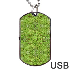 Digital Nature Collage Pattern Dog Tag Usb Flash (two Sides) by dflcprints