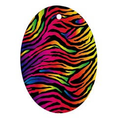 Rainbow Zebra Ornament (oval)