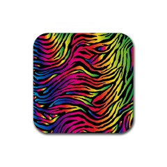 Rainbow Zebra Rubber Coaster (square) 