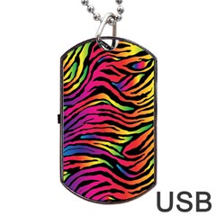 Rainbow Zebra Dog Tag Usb Flash (one Side)