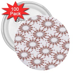 Pattern Flower Floral Star Circle Love Valentine Heart Pink Red Folk 3  Buttons (100 Pack)  by Mariart