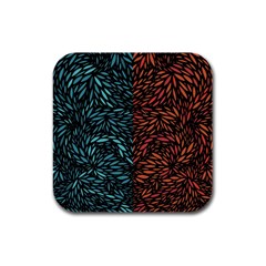 Square Pheonix Blue Orange Red Rubber Square Coaster (4 Pack) 