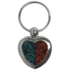 Square Pheonix Blue Orange Red Key Chains (heart)  by Mariart