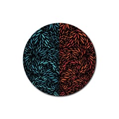 Square Pheonix Blue Orange Red Rubber Coaster (round)  by Mariart