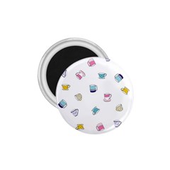 Tea Cup Mug Dringking Yellow Blue Grey Polka Dots 1 75  Magnets by Mariart