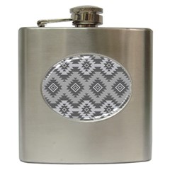 Triangle Wave Chevron Grey Sign Star Hip Flask (6 Oz)