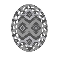 Triangle Wave Chevron Grey Sign Star Oval Filigree Ornament (two Sides) by Mariart