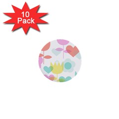 Tulip Lotus Sunflower Flower Floral Staer Love Pink Red Blue Green 1  Mini Buttons (10 Pack)  by Mariart