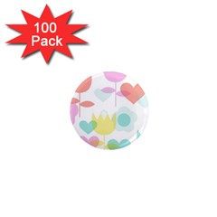 Tulip Lotus Sunflower Flower Floral Staer Love Pink Red Blue Green 1  Mini Magnets (100 Pack)  by Mariart