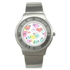 Tulip Lotus Sunflower Flower Floral Staer Love Pink Red Blue Green Stainless Steel Watch