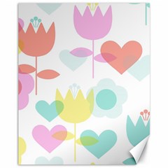 Tulip Lotus Sunflower Flower Floral Staer Love Pink Red Blue Green Canvas 11  X 14  
