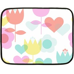 Tulip Lotus Sunflower Flower Floral Staer Love Pink Red Blue Green Fleece Blanket (mini)