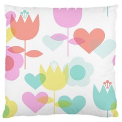 Tulip Lotus Sunflower Flower Floral Staer Love Pink Red Blue Green Large Cushion Case (one Side) by Mariart