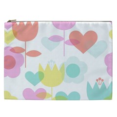 Tulip Lotus Sunflower Flower Floral Staer Love Pink Red Blue Green Cosmetic Bag (xxl)  by Mariart