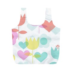Tulip Lotus Sunflower Flower Floral Staer Love Pink Red Blue Green Full Print Recycle Bags (m) 