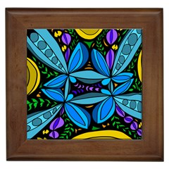 Star Polka Natural Blue Yellow Flower Floral Framed Tiles