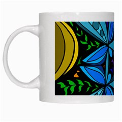 Star Polka Natural Blue Yellow Flower Floral White Mugs