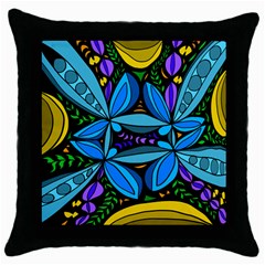 Star Polka Natural Blue Yellow Flower Floral Throw Pillow Case (black) by Mariart