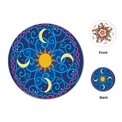 Sun Moon Star Space Vector Clipart Playing Cards (round) 