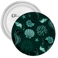 Vector Seamless Pattern With Sea Fauna Seaworld 3  Buttons by Mariart