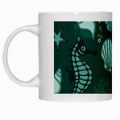 Vector Seamless Pattern With Sea Fauna Seaworld White Mugs
