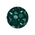 Vector Seamless Pattern With Sea Fauna Seaworld Rubber Coaster (Round)  Front