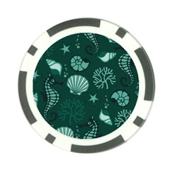 Vector Seamless Pattern With Sea Fauna Seaworld Poker Chip Card Guard (10 Pack) by Mariart