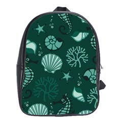 Vector Seamless Pattern With Sea Fauna Seaworld School Bag (large)