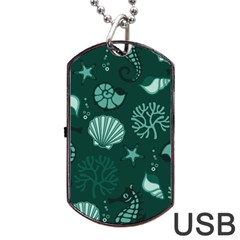 Vector Seamless Pattern With Sea Fauna Seaworld Dog Tag Usb Flash (one Side)