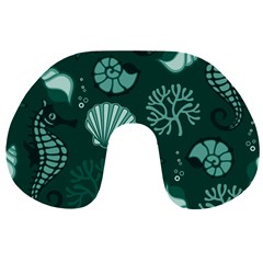 Vector Seamless Pattern With Sea Fauna Seaworld Travel Neck Pillows