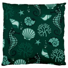 Vector Seamless Pattern With Sea Fauna Seaworld Large Flano Cushion Case (two Sides) by Mariart