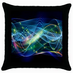 Waveslight Chevron Line Net Blue Throw Pillow Case (black) by Mariart