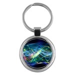 Waveslight Chevron Line Net Blue Key Chains (Round)  Front