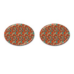 Surface Patterns Bright Flower Floral Sunflower Cufflinks (oval)