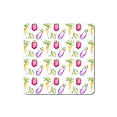 Vegetable Pattern Carrot Square Magnet by Mariart