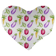 Vegetable Pattern Carrot Large 19  Premium Flano Heart Shape Cushions by Mariart