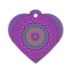 Art Mandala Design Ornament Flower Dog Tag Heart (one Side) by BangZart