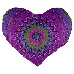 Art Mandala Design Ornament Flower Large 19  Premium Flano Heart Shape Cushions by BangZart