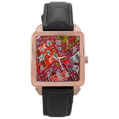 Carpet Orient Pattern Rose Gold Leather Watch  by BangZart