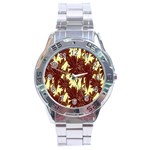 Floral Pattern Background Stainless Steel Analogue Watch Front