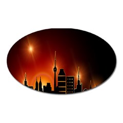 Gold Golden Skyline Skyscraper Oval Magnet by BangZart